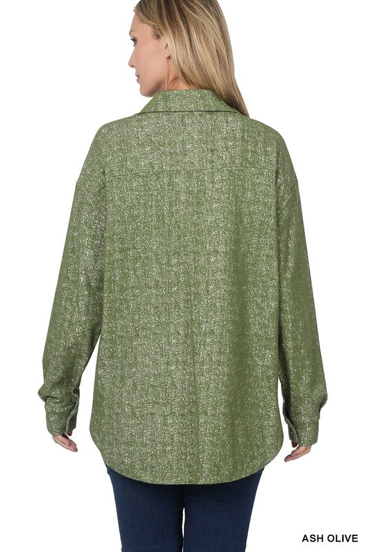 Stacey B's Melange Knit Long Sleeve Shacket With Pockets