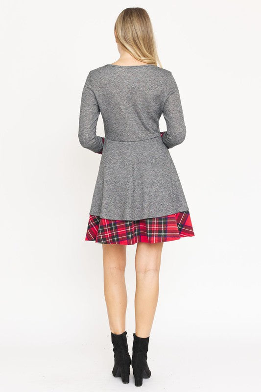 Stacey B's Terry Plaid Layered Fit And Flare Dress