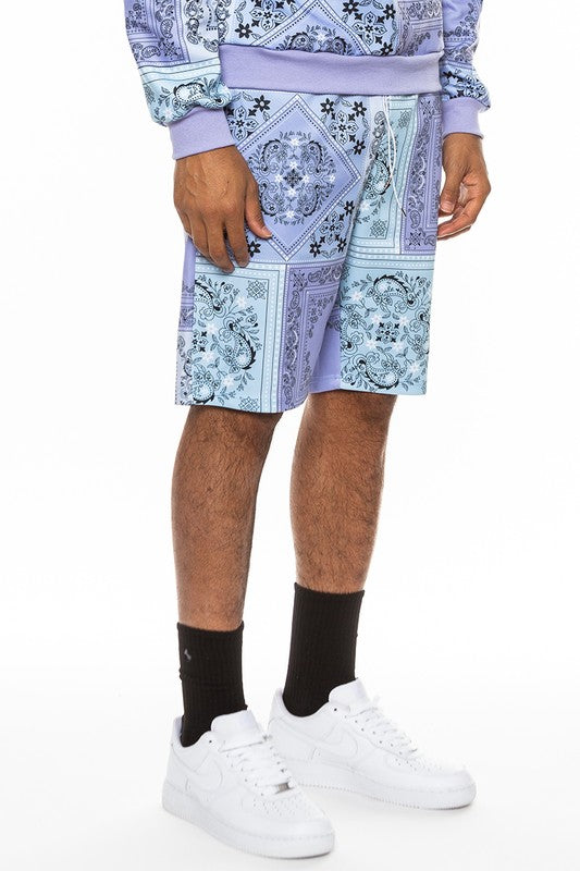 Stacey B's Mens Paisley Bandana Print Shorts