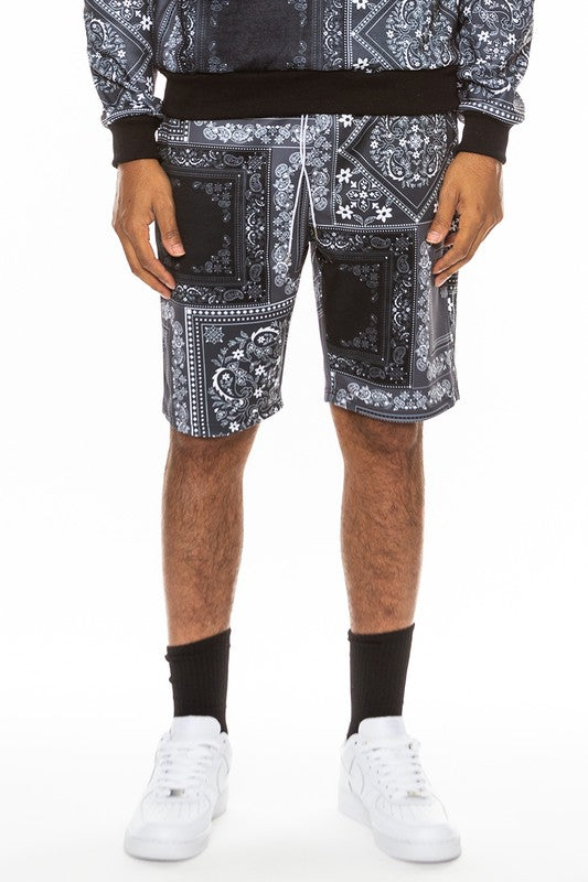 Stacey B's Mens Paisley Bandana Print Shorts