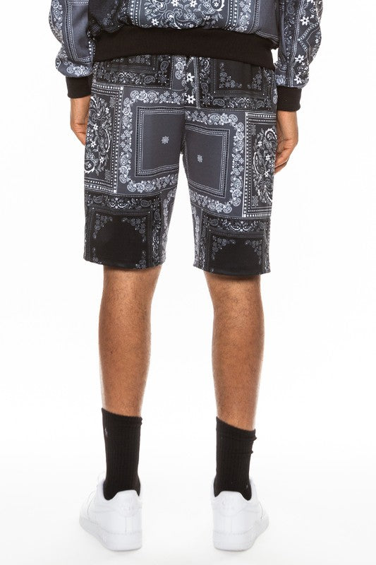 Stacey B's Mens Paisley Bandana Print Shorts