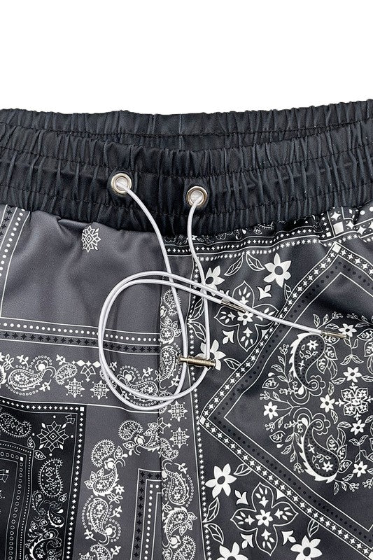 Stacey B's Mens Paisley Bandana Print Shorts