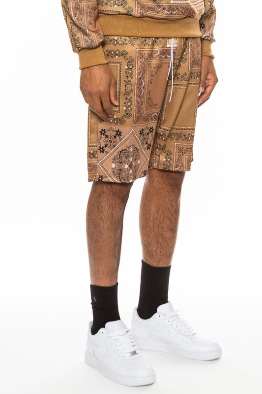 Stacey B's Mens Paisley Bandana Print Shorts