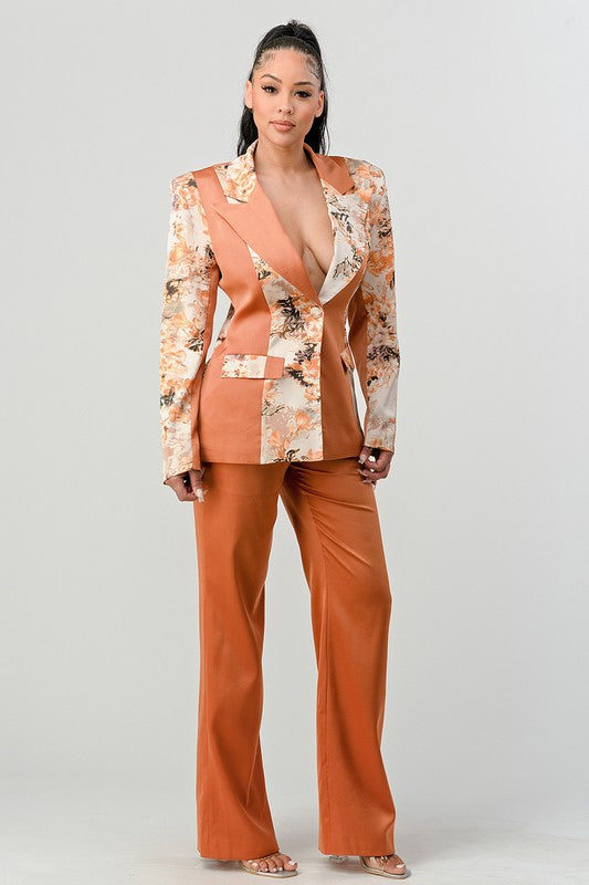 Stacey B's Athina Transition Print Blazer And Pant Suit