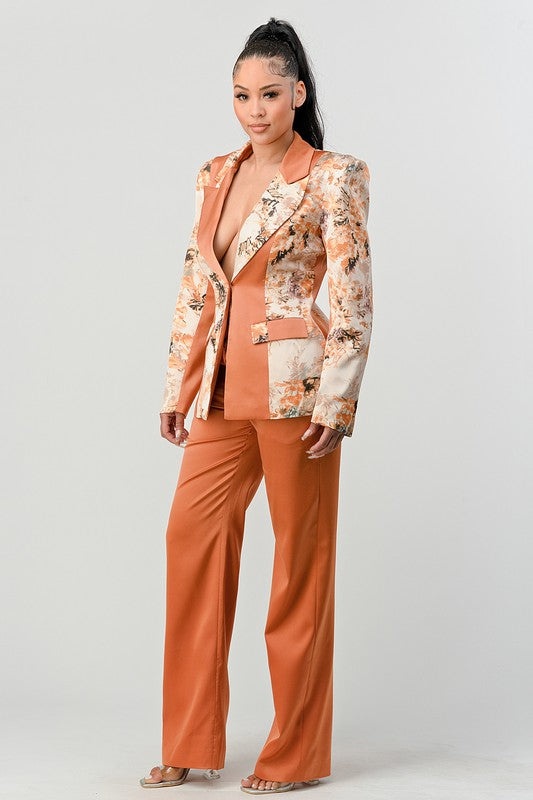 Stacey B's Athina Transition Print Blazer And Pant Suit