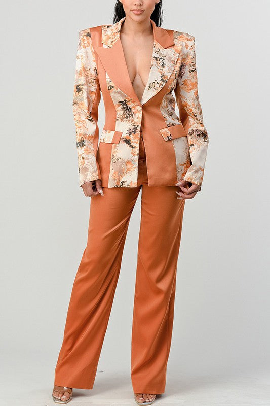 Stacey B's Athina Transition Print Blazer And Pant Suit