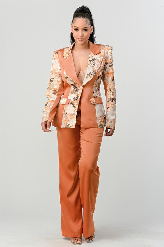 Stacey B's Athina Transition Print Blazer And Pant Suit