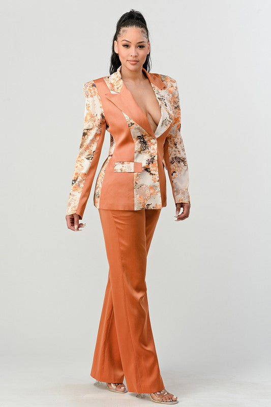 Stacey B's Athina Transition Print Blazer And Pant Suit