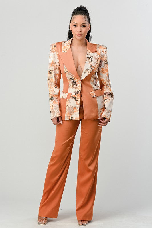 Stacey B's Athina Transition Print Blazer And Pant Suit