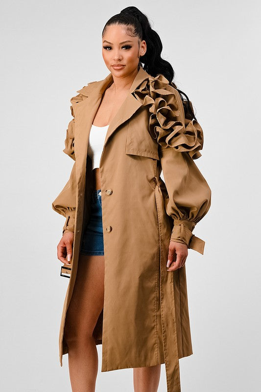 Stacey B's Athina Fall Transtion Floral Sleeve Trench Coat