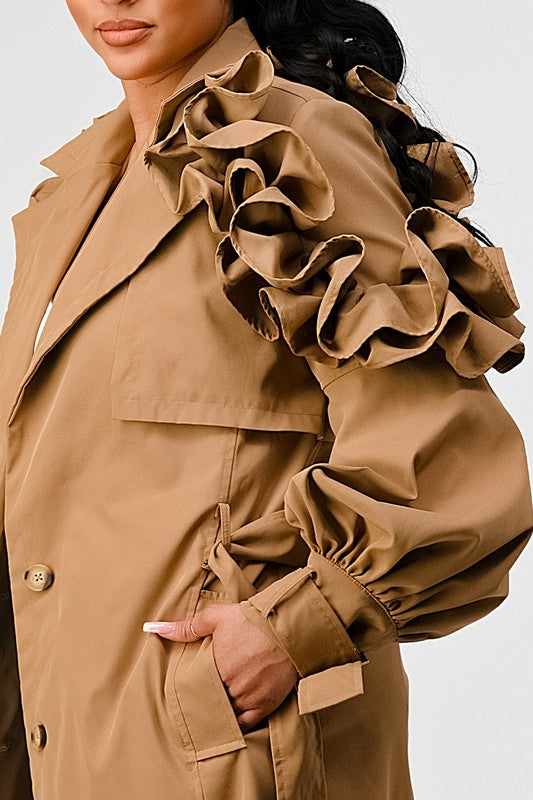 Stacey B's Athina Fall Transtion Floral Sleeve Trench Coat