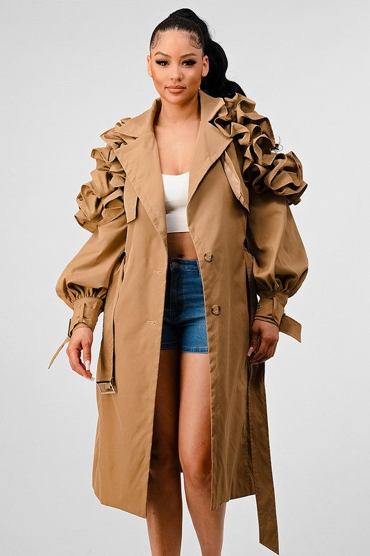 Stacey B's Athina Fall Transtion Floral Sleeve Trench Coat