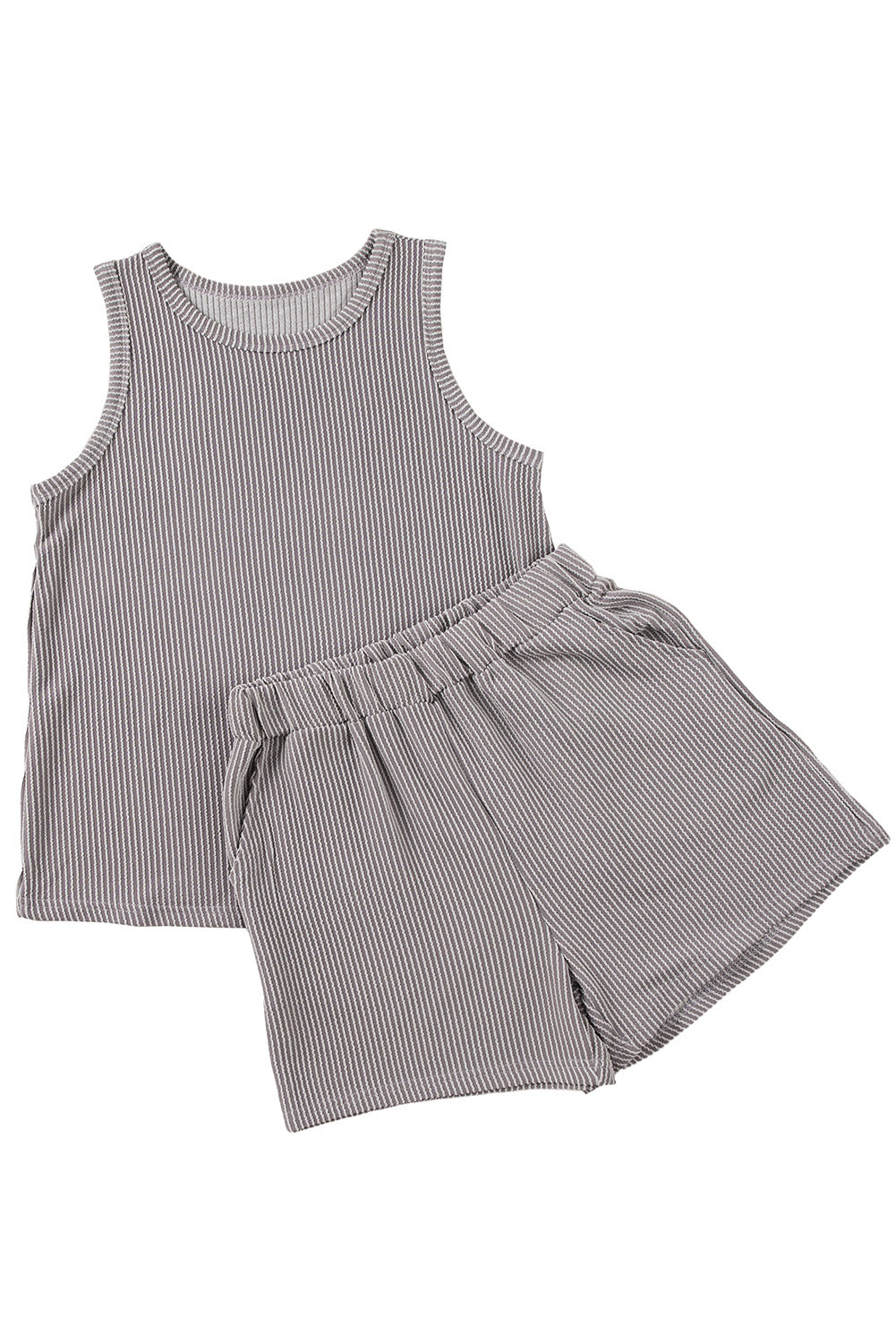 Stacey B's Smoke Gray Corded Tank Top and Pocketed Shorts Set