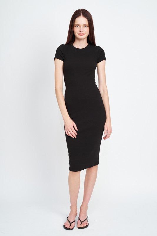 Stacey B's Bodycon Short Sleeve Midi Dress