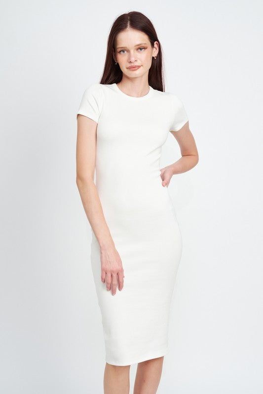 Stacey B's Bodycon Short Sleeve Midi Dress