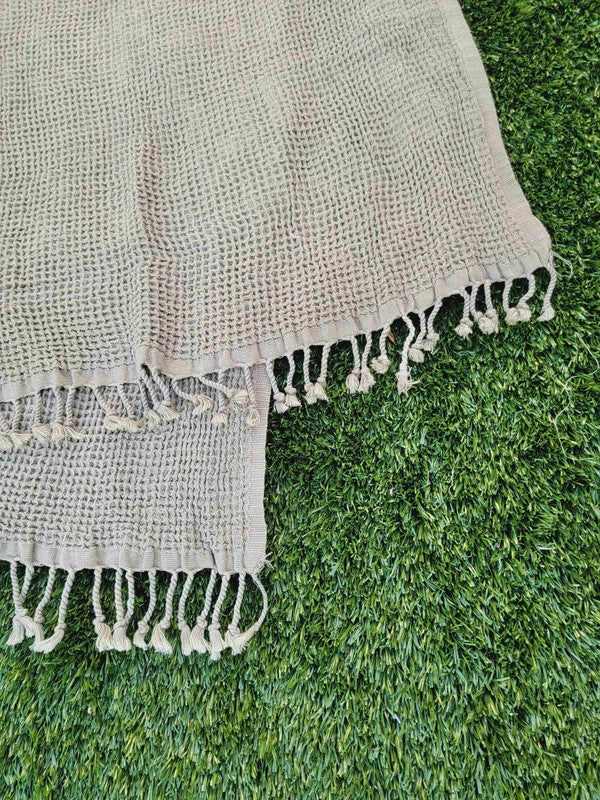 Stacey B's Waffle Towel, Throw Lightweight Quick Dry - Olive