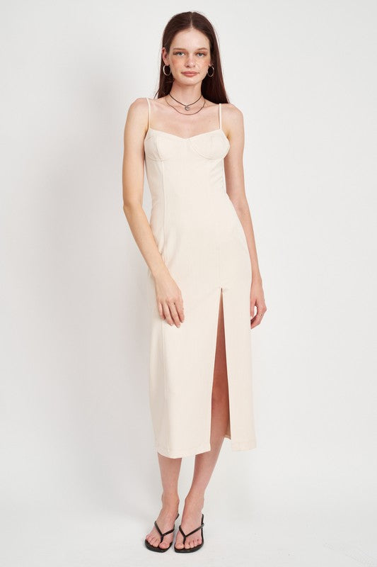 Stacey B's Spaghetti Strap Midi Dress With Slit