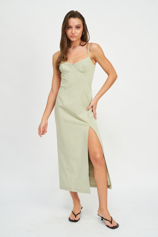 Stacey B's Spaghetti Strap Midi Dress With Slit