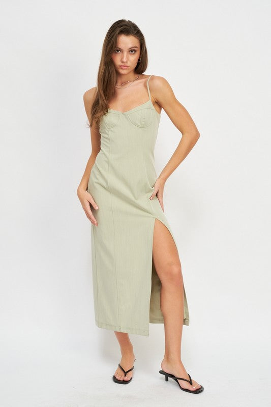 Stacey B's Spaghetti Strap Midi Dress With Slit