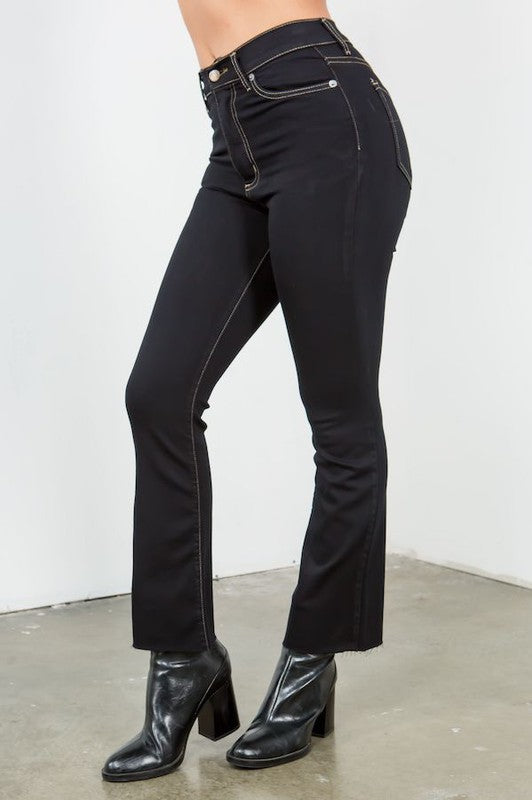 Stacey B's Ankle Cropped Flare Jean in Jet Black