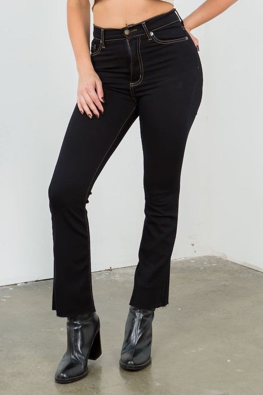 Stacey B's Ankle Cropped Flare Jean in Jet Black