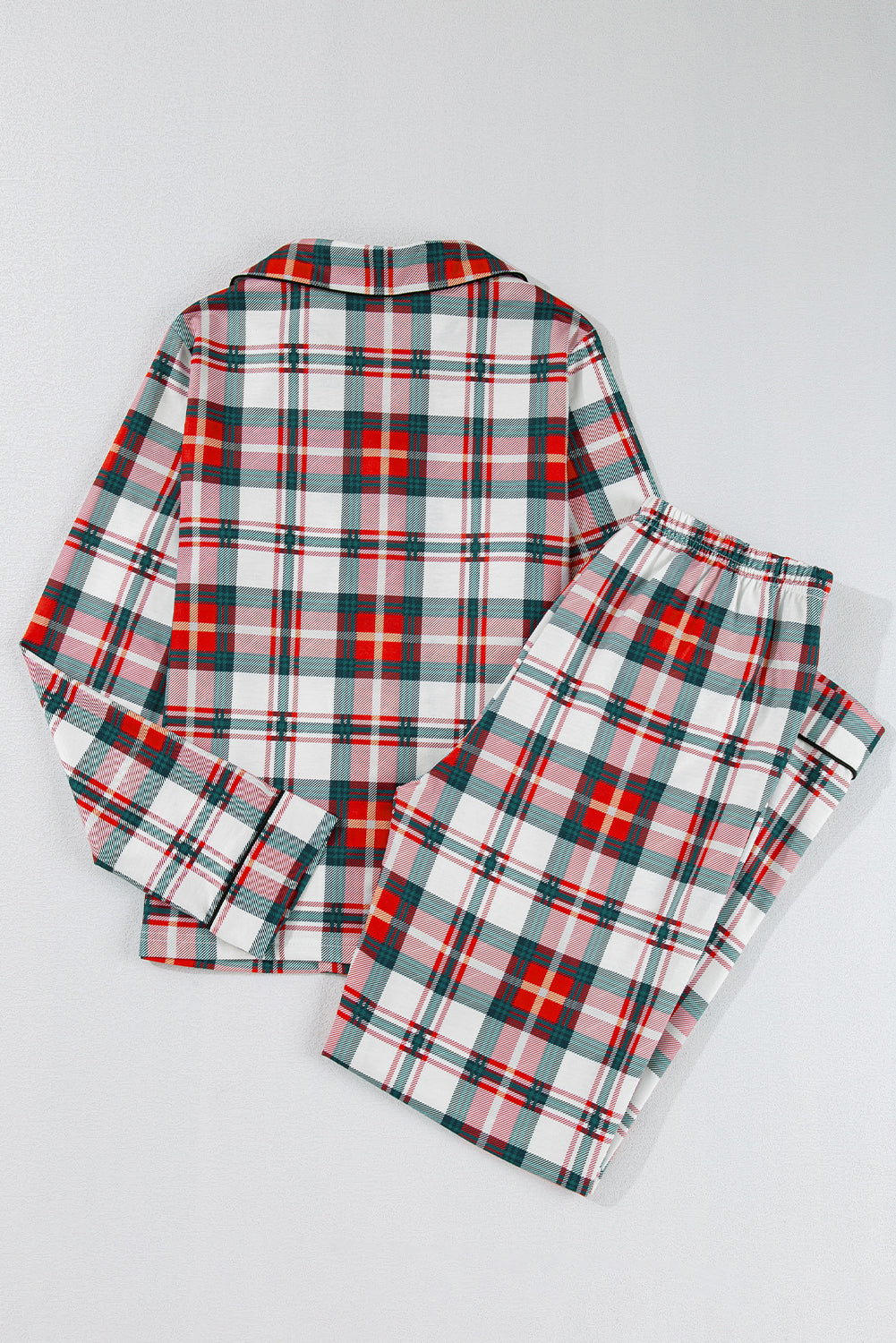 Stacey B's Red Christmas Plaid Print Two Piece Long Sleeve Pajamas Set