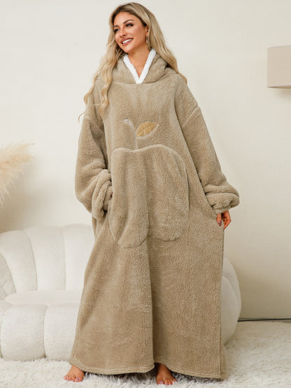 Stacey B's Pocketed Contrast Long Sleeve Hooded Lounge Dress