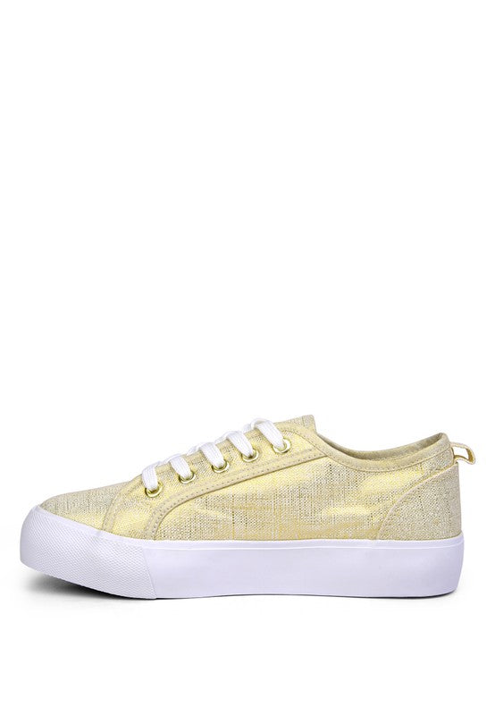 Stacey B's Glam Doll Knitted Sliver Platform Sneakers