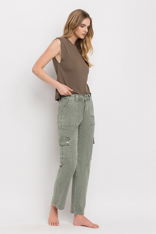 Stacey B's High Rise Cargo Straight Jeans