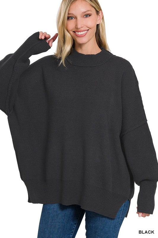 Stacey B's Side Slit Oversized Sweater