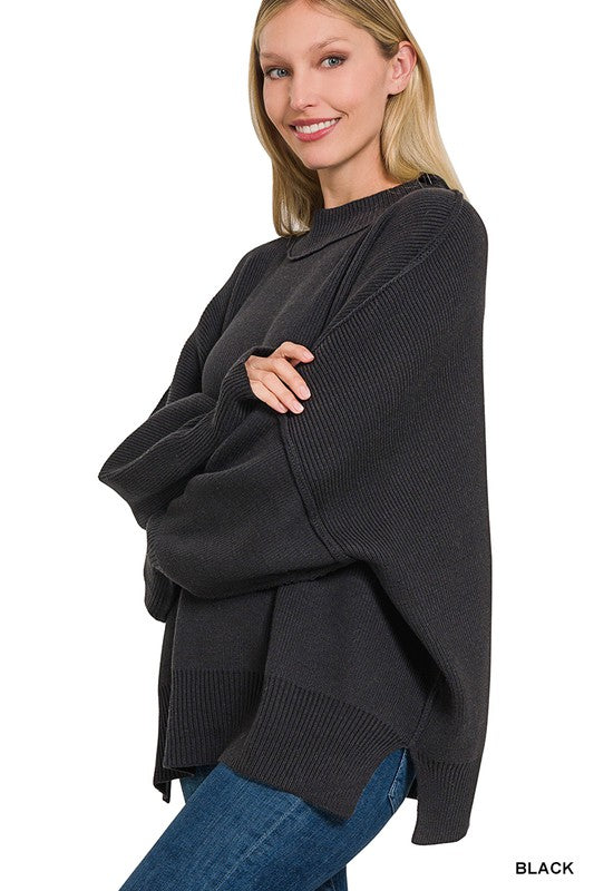 Stacey B's Side Slit Oversized Sweater