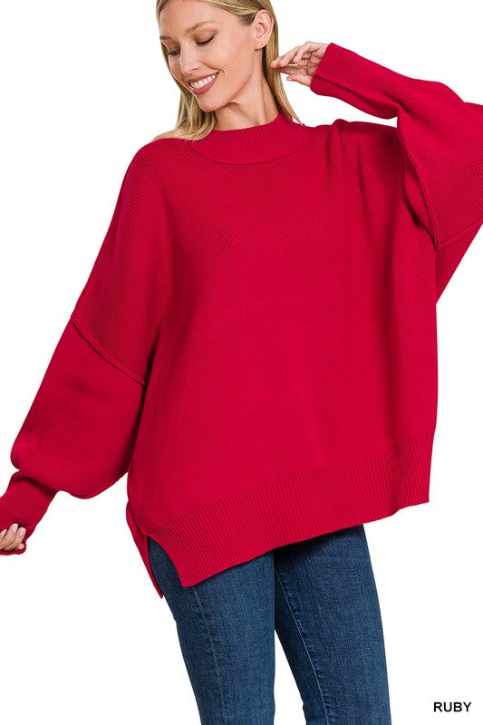 Stacey B's Side Slit Oversized Sweater