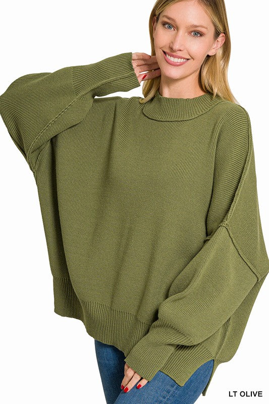 Stacey B's Side Slit Oversized Sweater