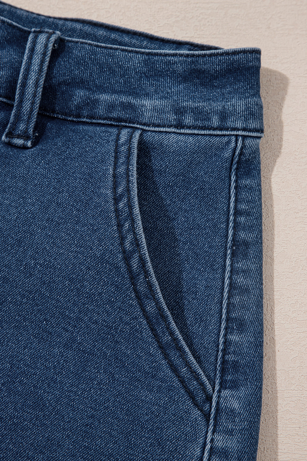 Stacey B's Sail Blue Scalloped Hemline Acid Wash High Waist Denim Shorts