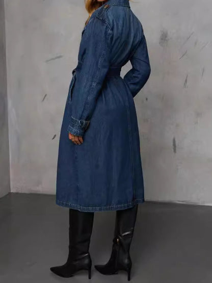 Stacey B's Button Up Long Sleeve Longline Denim Jacket