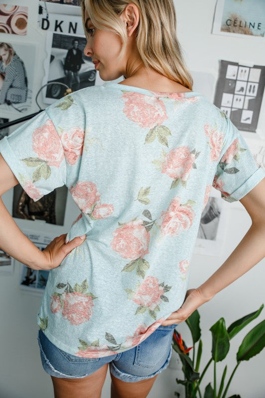 Stacey B's Plus Triblend Floral Pocket Top