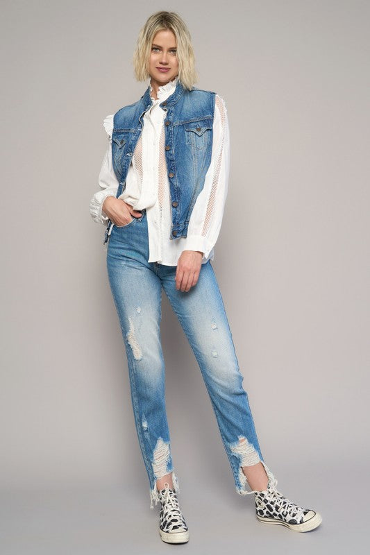 Stacey B's High Rise Cropped Boyfirend Jeans Without Belt