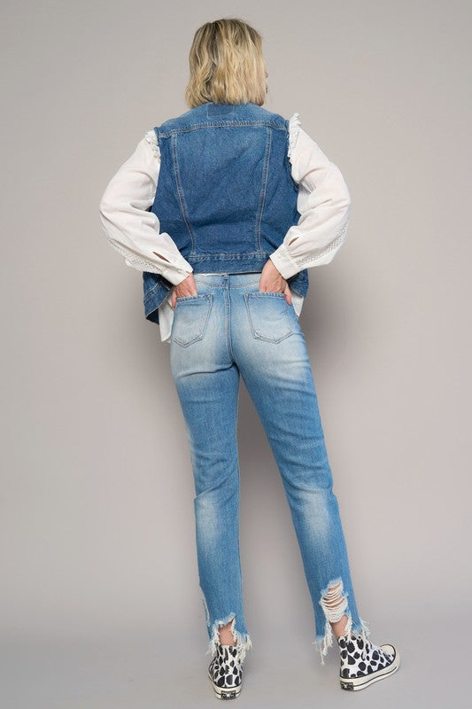 Stacey B's High Rise Cropped Boyfirend Jeans Without Belt