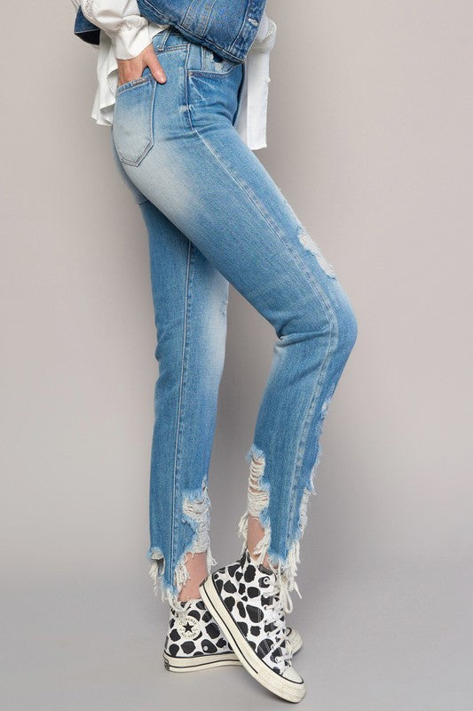 Stacey B's High Rise Cropped Boyfirend Jeans Without Belt