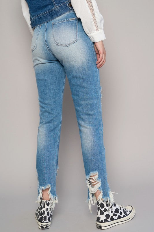 Stacey B's High Rise Cropped Boyfirend Jeans Without Belt