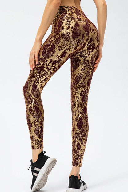 Stacey B's Animal Print Slim Fit Wide Waistband Long Sports Pants
