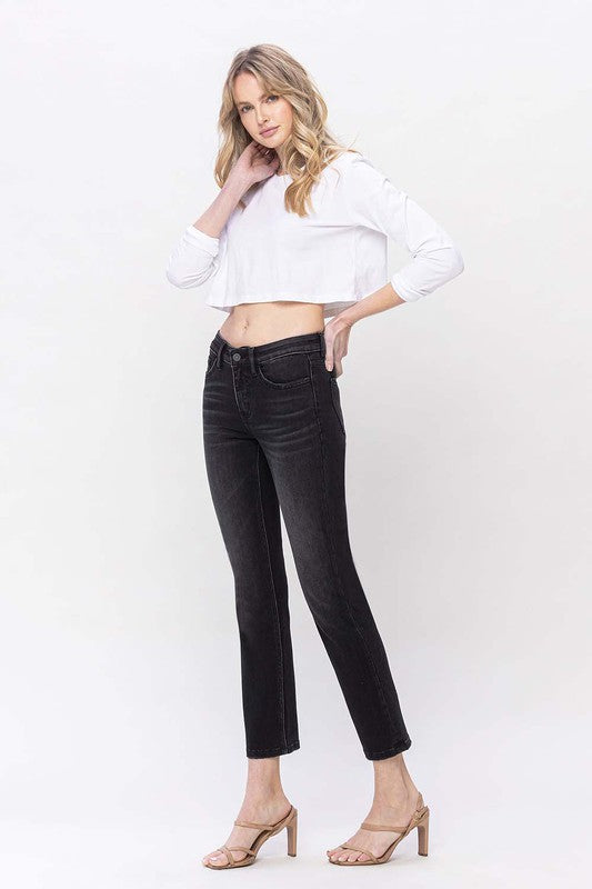 Stacey B's Mid Rise Ankle Slim Straight Jeans