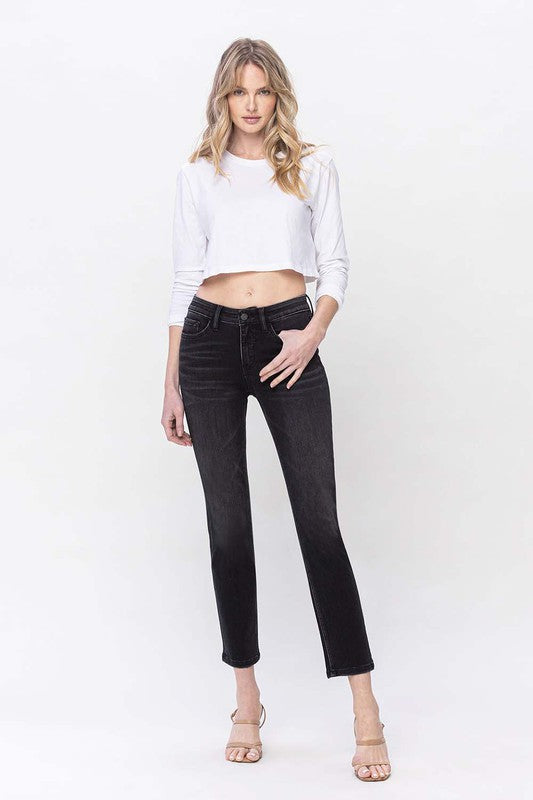 Stacey B's Mid Rise Ankle Slim Straight Jeans