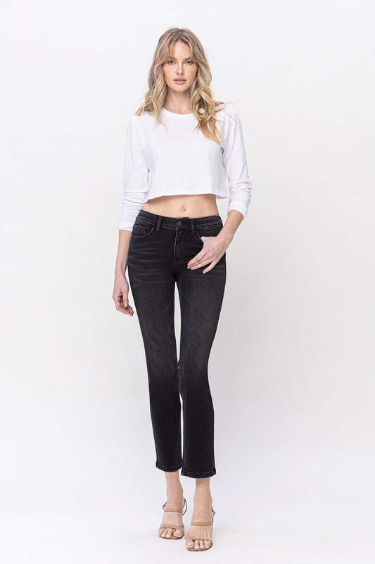 Stacey B's Mid Rise Ankle Slim Straight Jeans