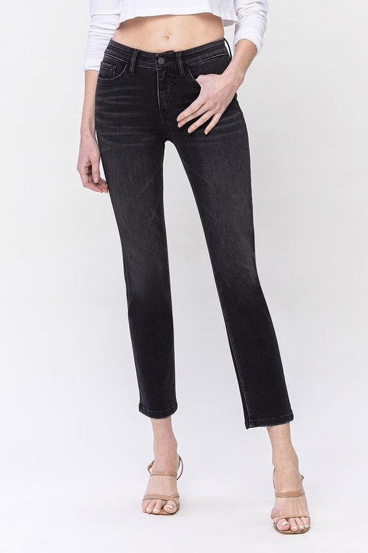 Stacey B's Mid Rise Ankle Slim Straight Jeans