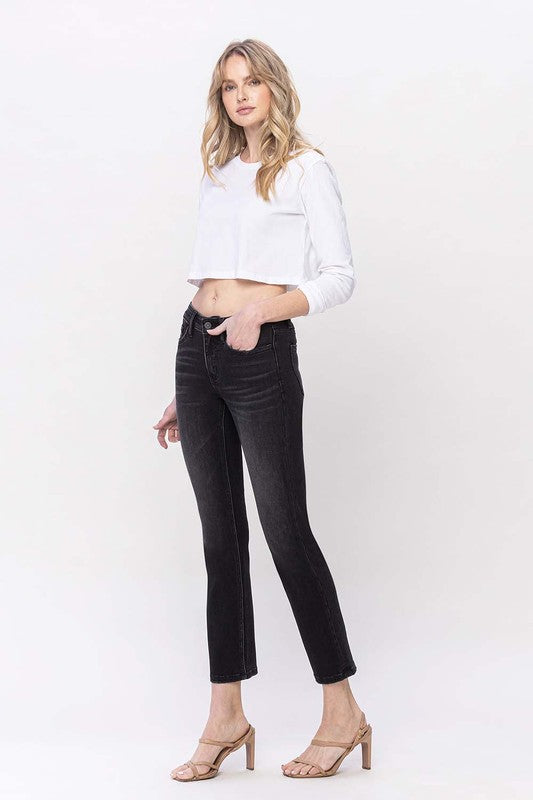 Stacey B's Mid Rise Ankle Slim Straight Jeans