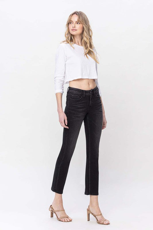 Stacey B's Mid Rise Ankle Slim Straight Jeans