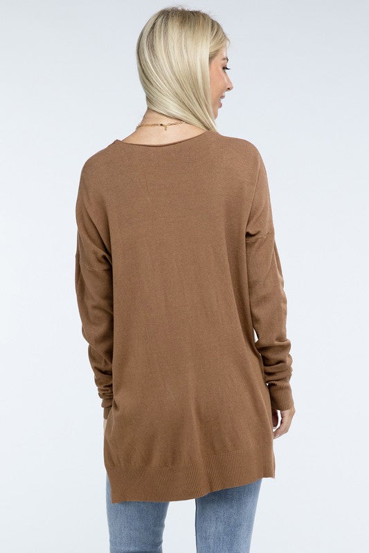 Stacey B's Hi-Low Hem Front Seam Sweater