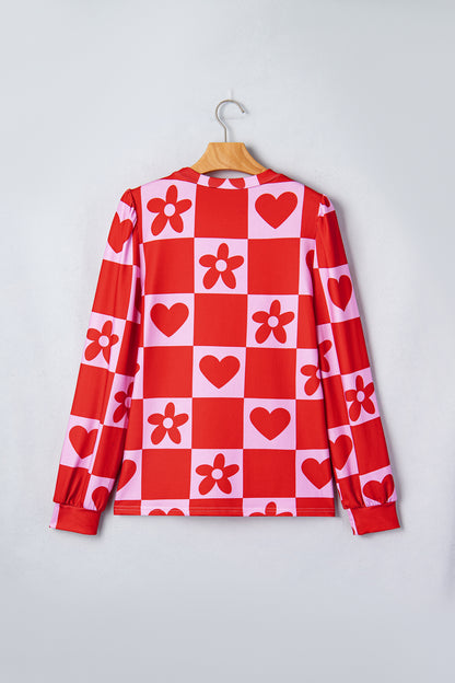 Stacey B's Red Dotted Heart Festive Valentine Blouse