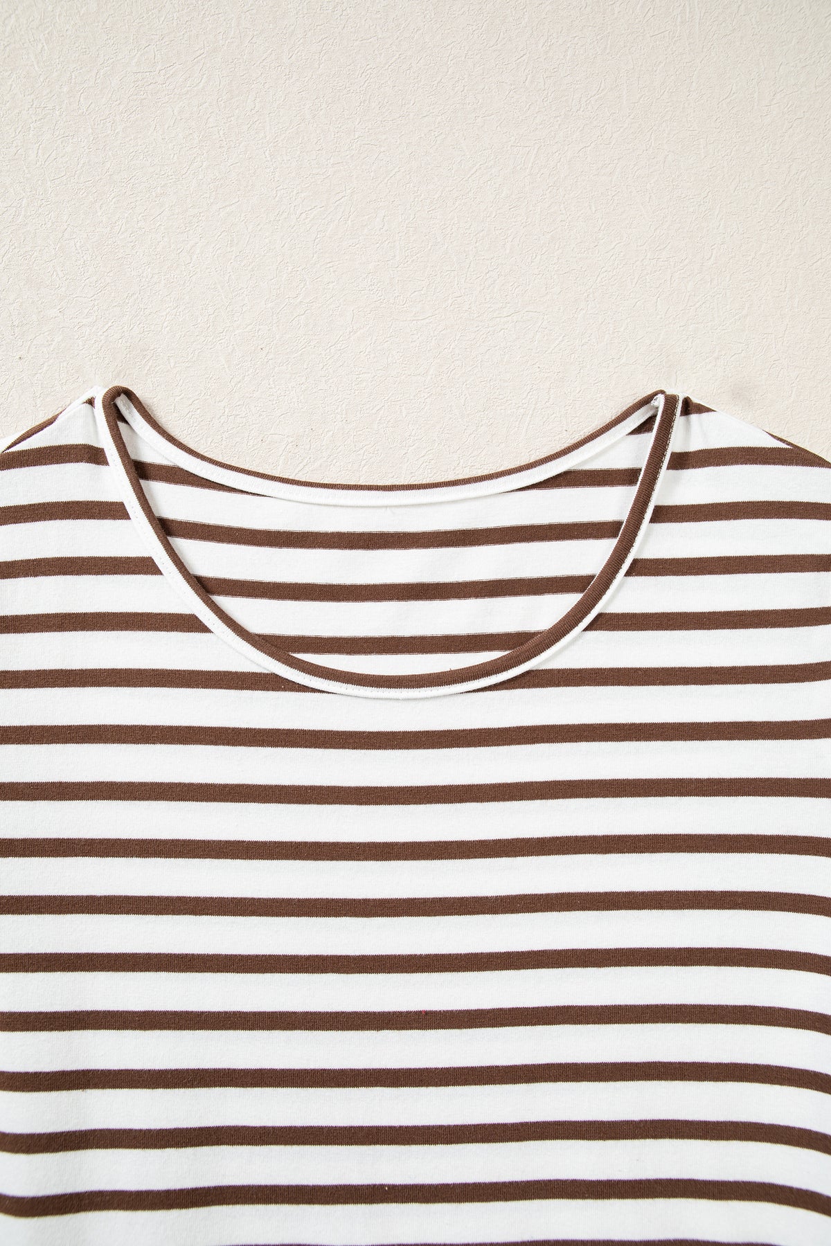 Stacey B's Brown Stripe Ribbed Knit Long Sleeve Bodice Contrast Patchwork Flared Dress